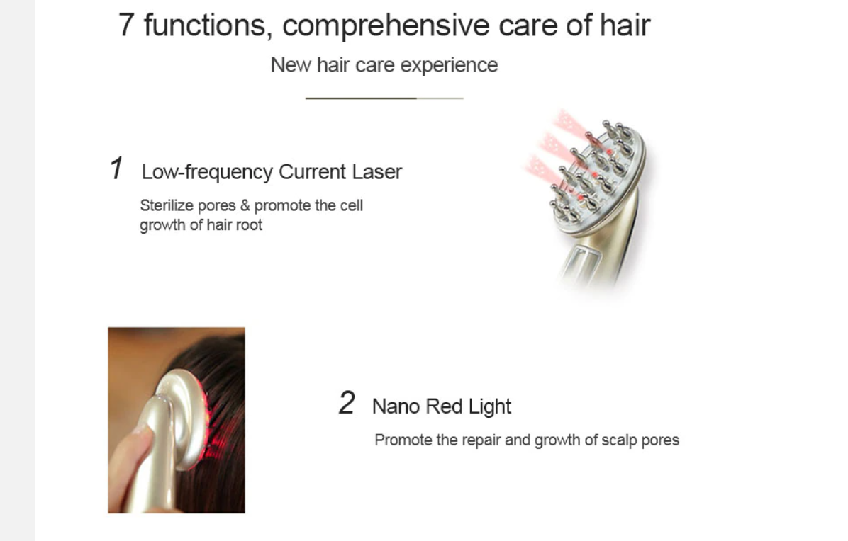 Scalp Massage Laser Comb Anti Hair Loss Therapy Infrared RF Red Light EMS Vibration