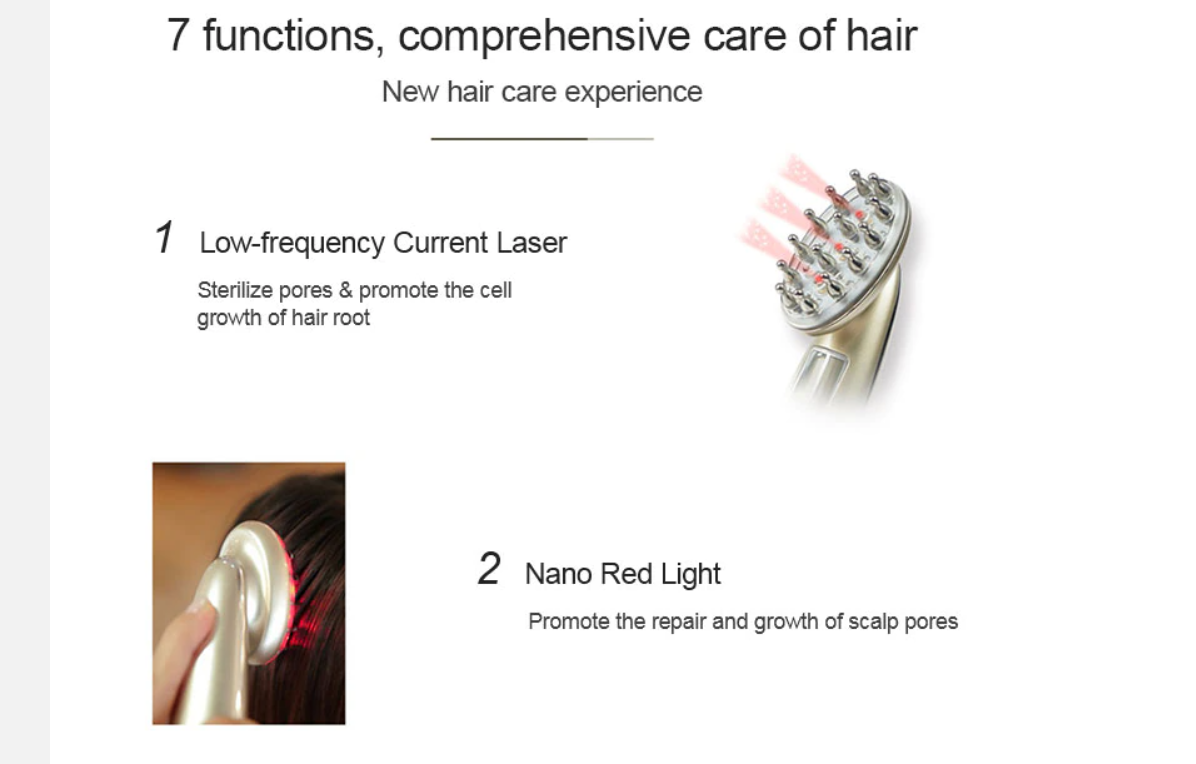 Scalp Massage Laser Comb Anti Hair Loss Therapy Infrared RF Red